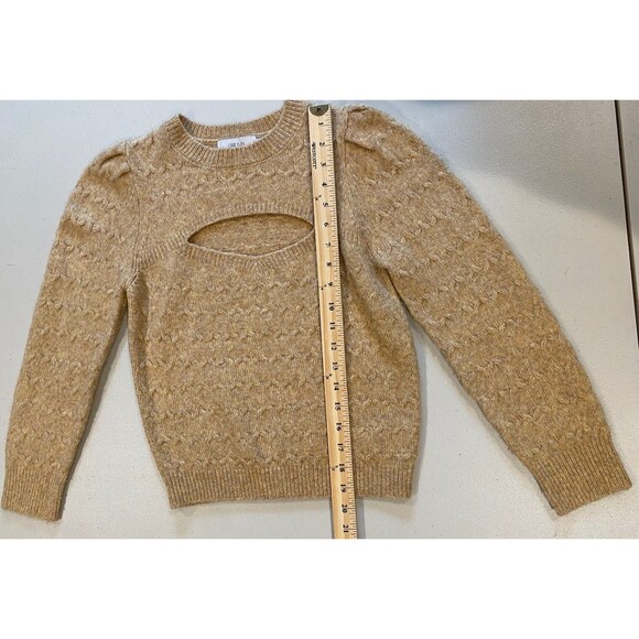 Greylin Sweater Women Small Tan Knit Stretch Cut Out Wool Indie Y2K Boho Cottage - Picture 5 of 7